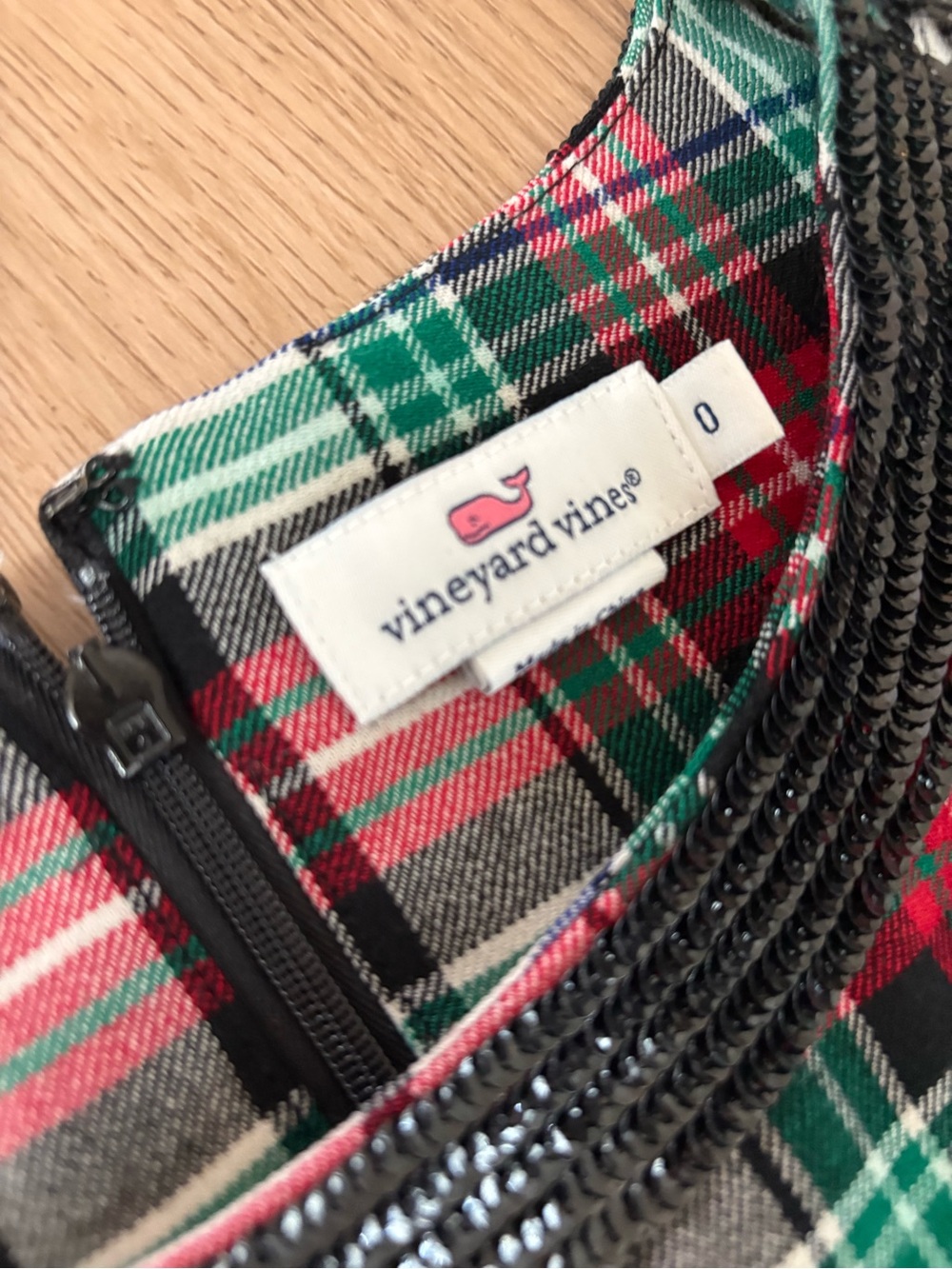 Vineyard Vines Red, Green & White Plaid Sleeveless Shift Dress - Picture 4 of 8